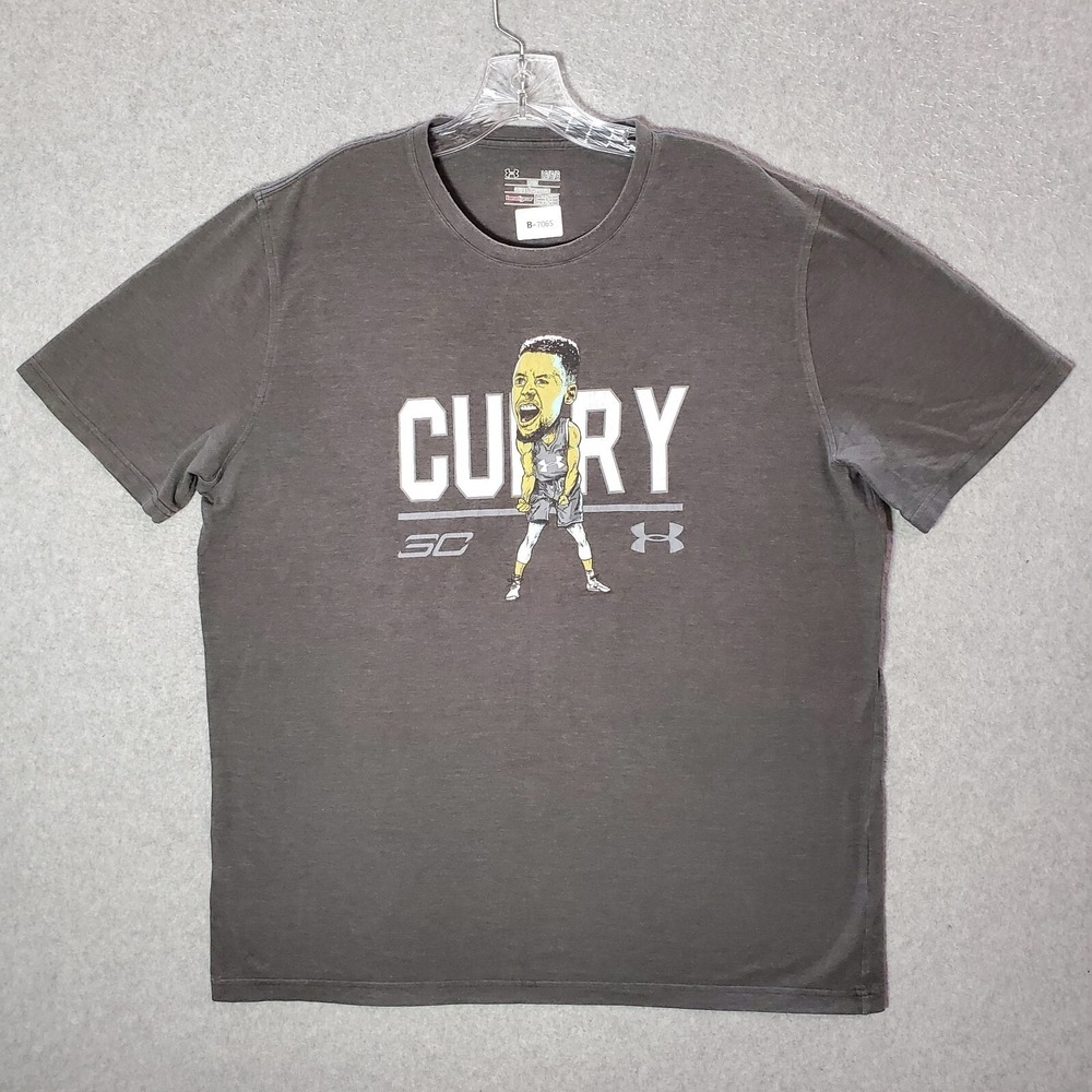 Golden State Warriors Men Shirt Large‎ Gray Stephen Curry Graphic Under Armour
